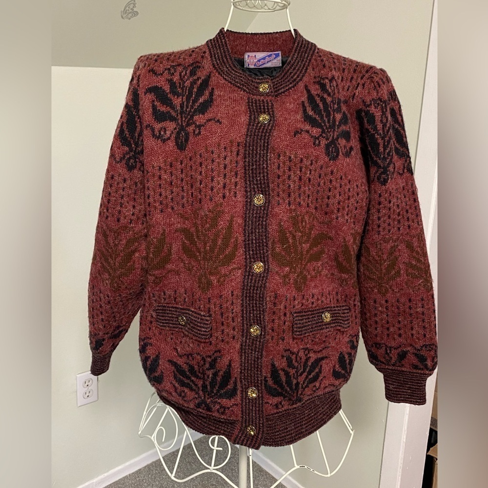 NEW Wang Kong Co Vintage Sweater Jacket, Quilted Lining, Letterman Style